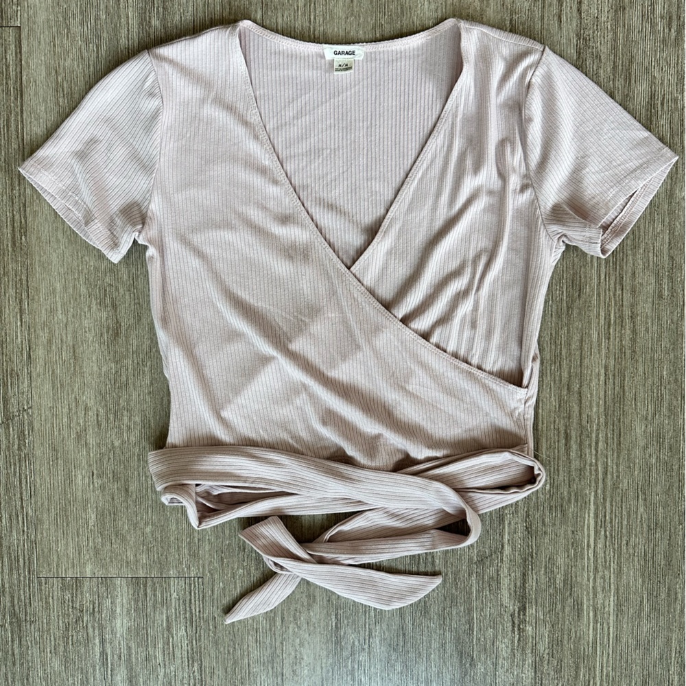Garage Pink Tie Crop Top